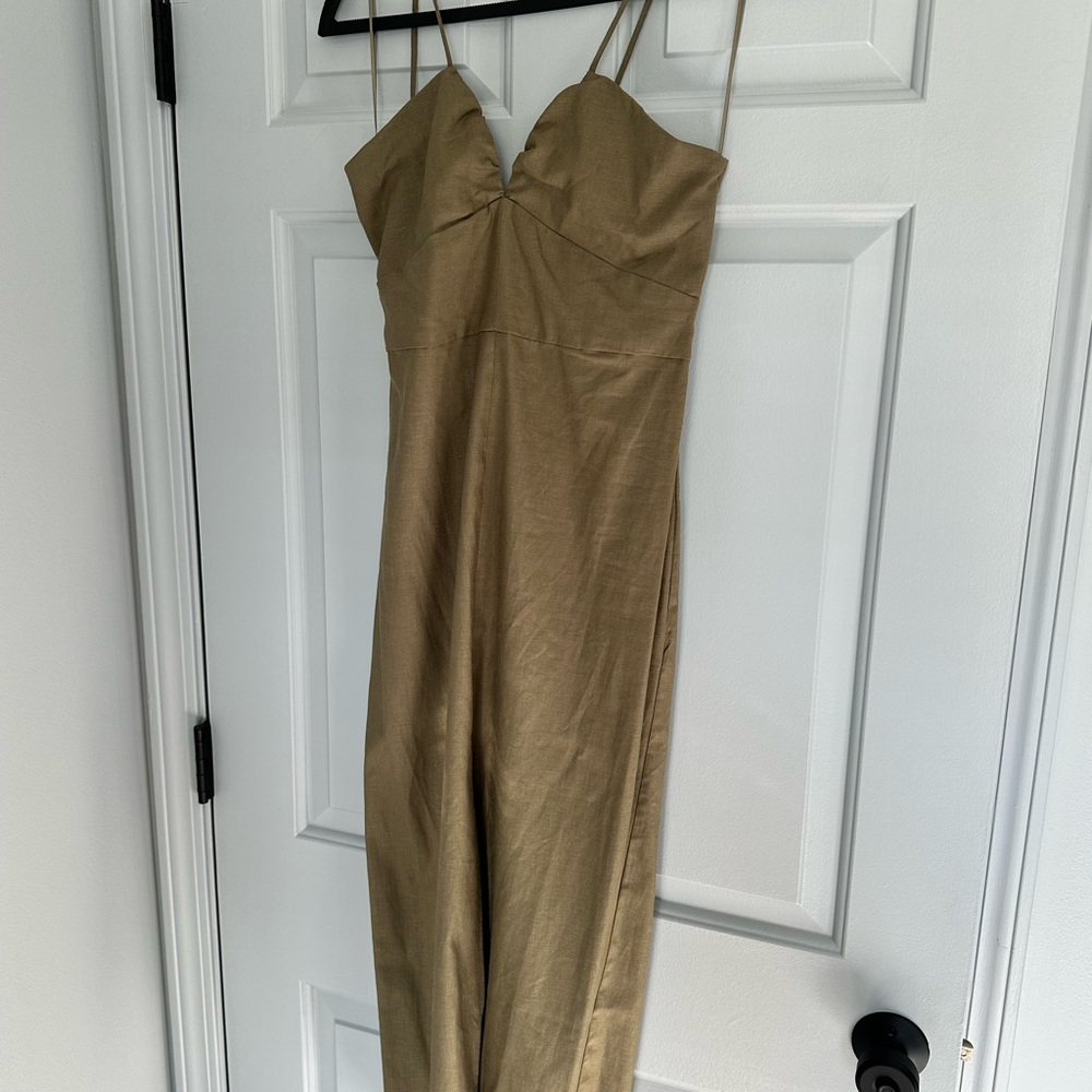 Zara Olive Green Linen Dress
